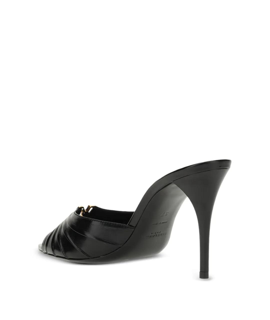 SAINT LAURENT Черные кожаные мюли, фото 2