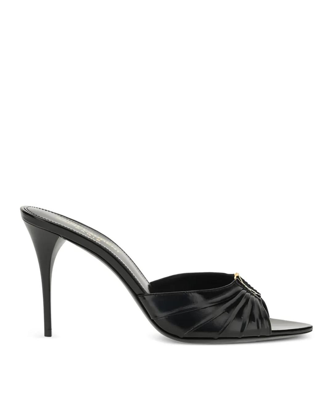 SAINT LAURENT Черные кожаные мюли, фото 1