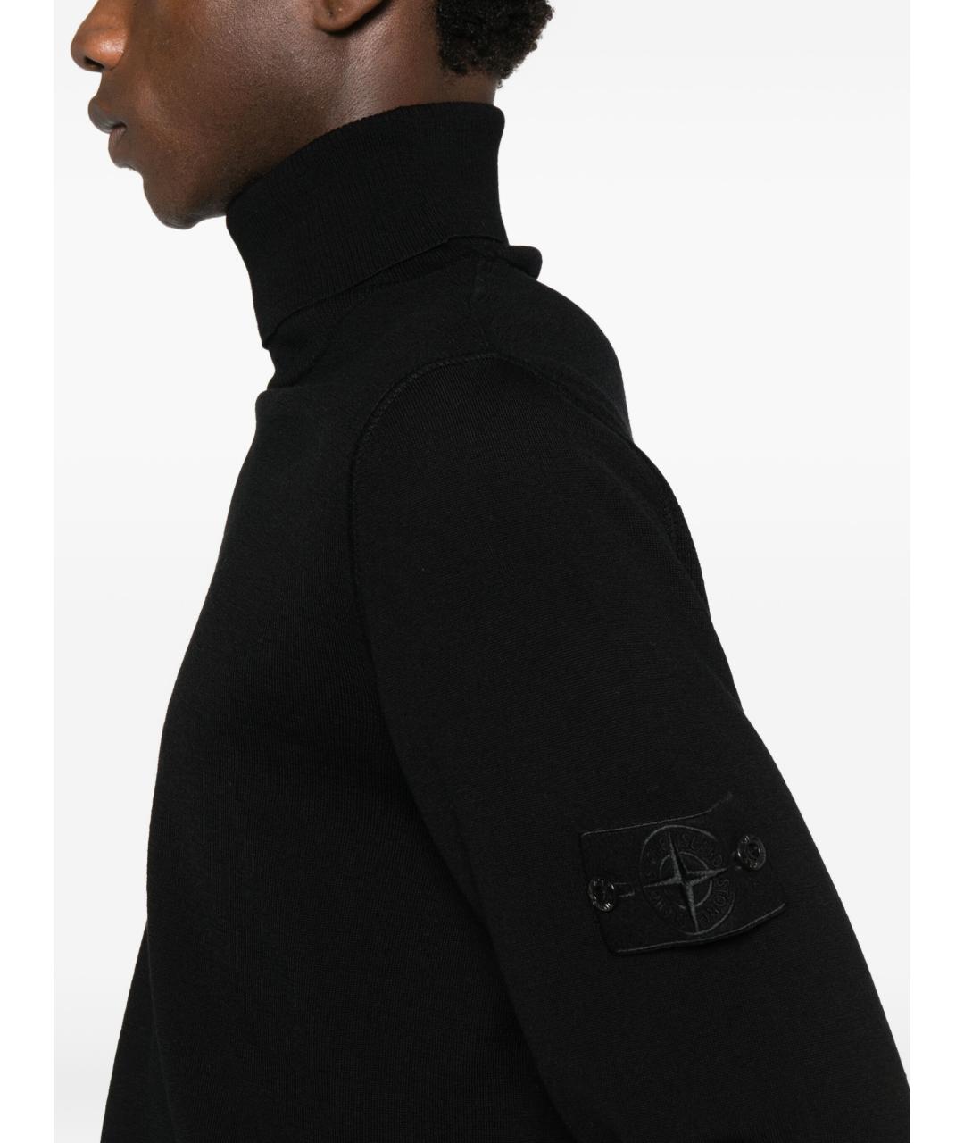 STONE ISLAND Черный хлопковый джемпер / свитер, фото 3
