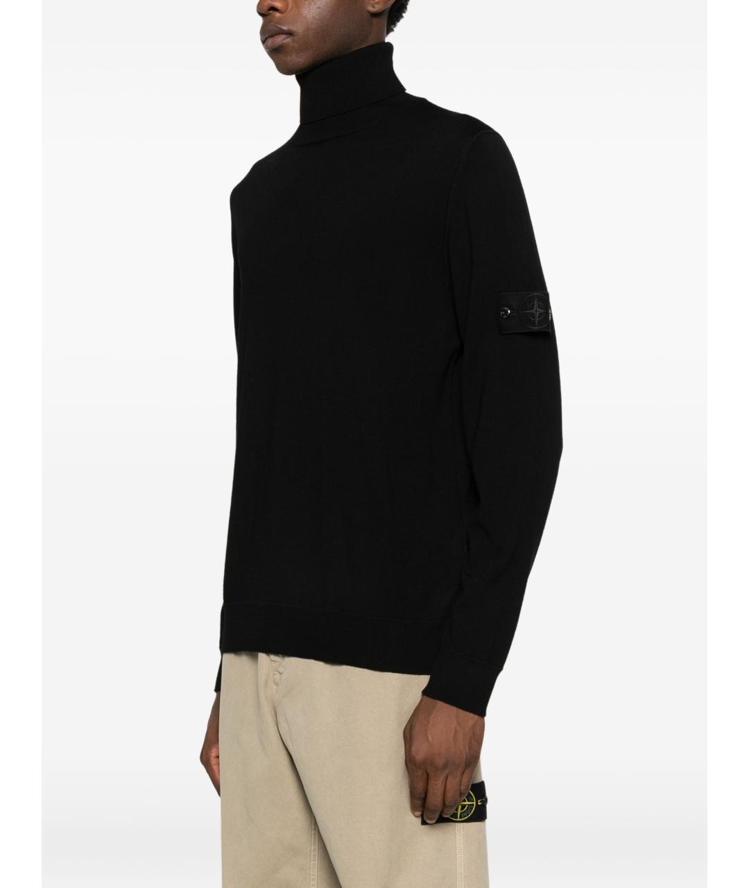 STONE ISLAND Черный хлопковый джемпер / свитер, фото 5