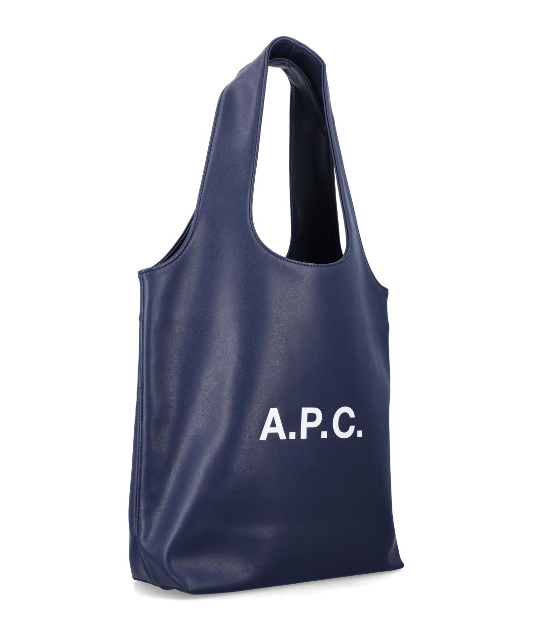 A.P.C. Темно-синяя сумка тоут из искусственной кожи, фото 2