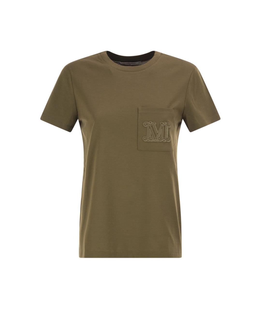 MAX MARA Хаки хлопковая футболка, фото 1