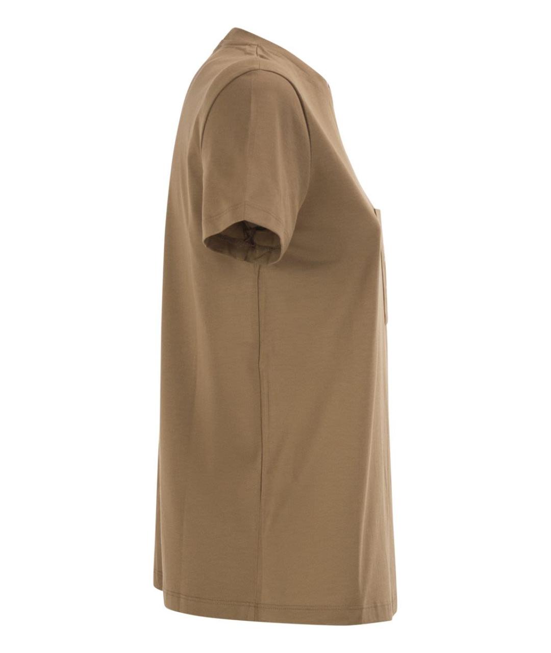 MAX MARA Бежевая хлопковая футболка, фото 3