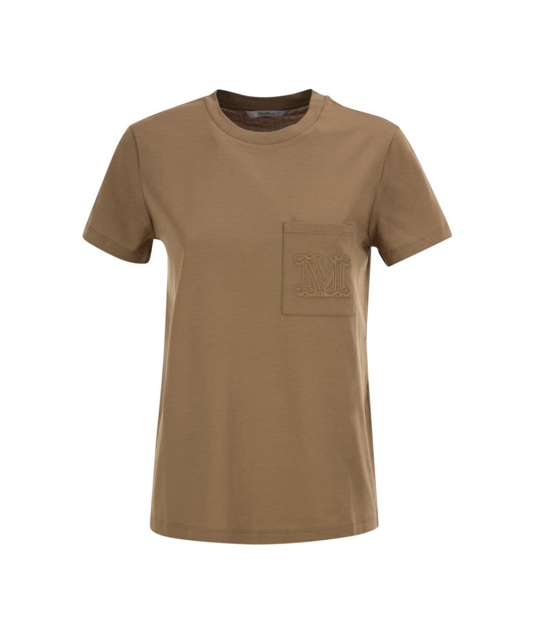 MAX MARA Бежевая хлопковая футболка, фото 1