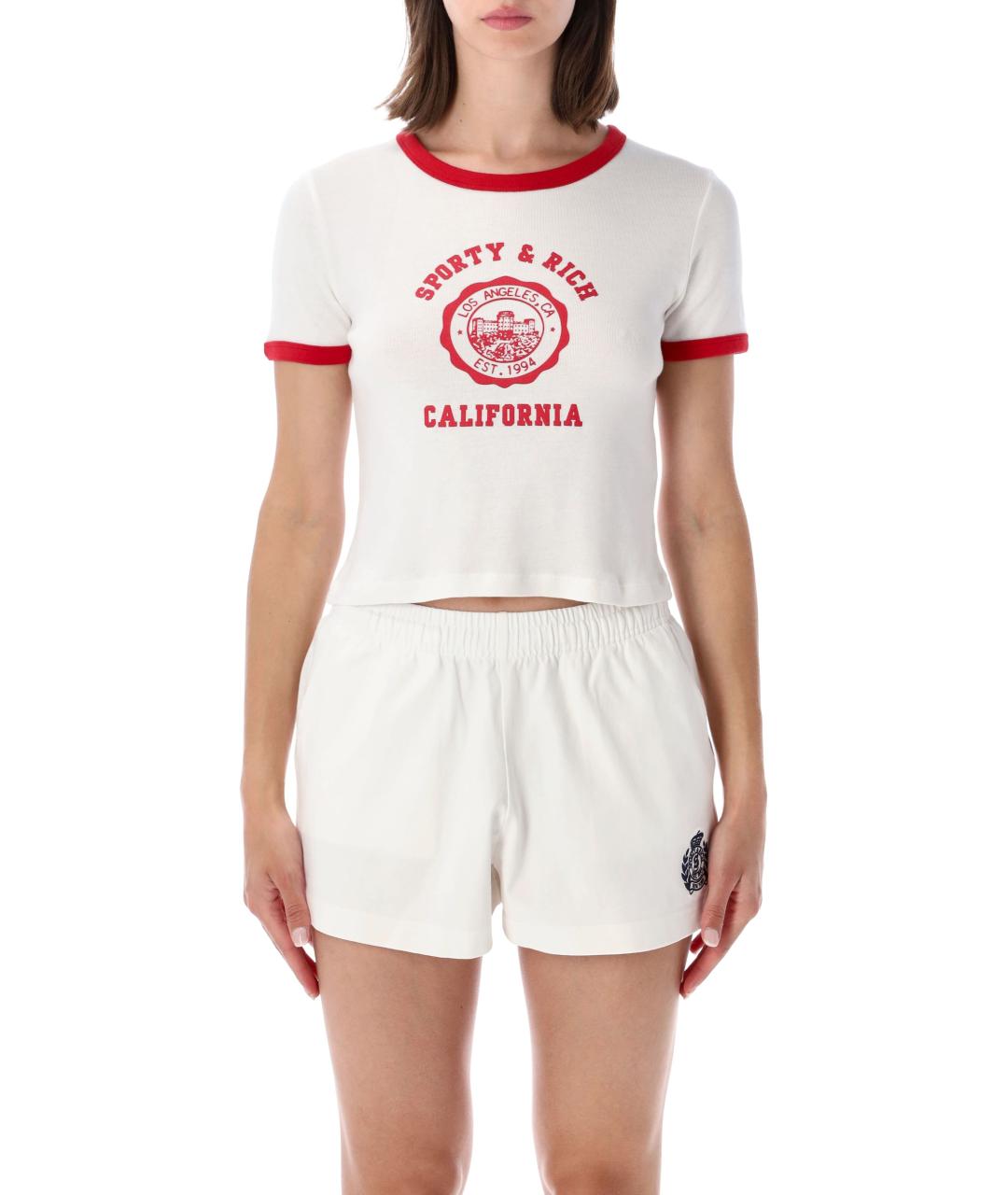 SPORTY AND RICH Белая хлопковая футболка, фото 1