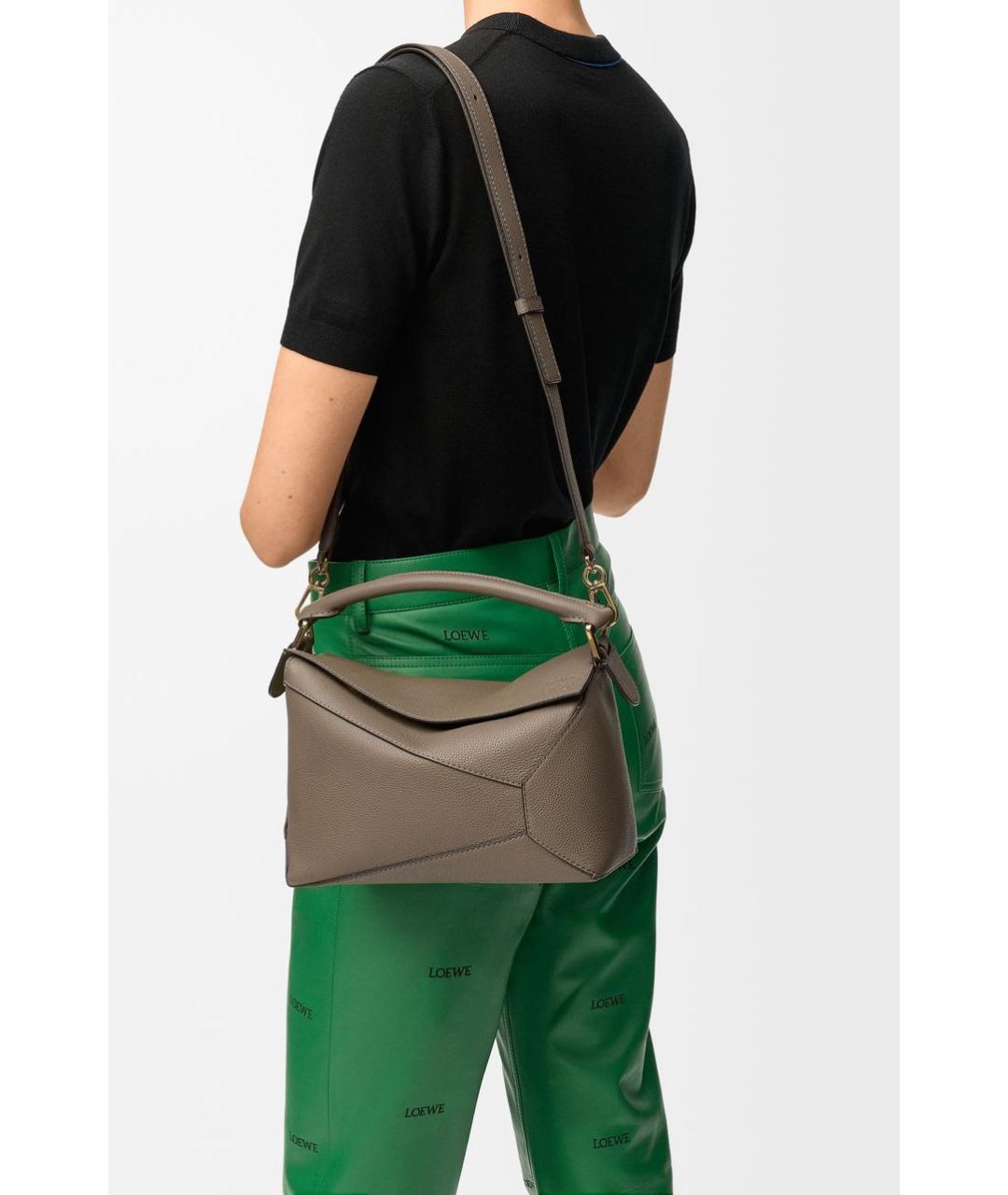 LOEWE Бежевая кожаная сумка через плечо, фото 2