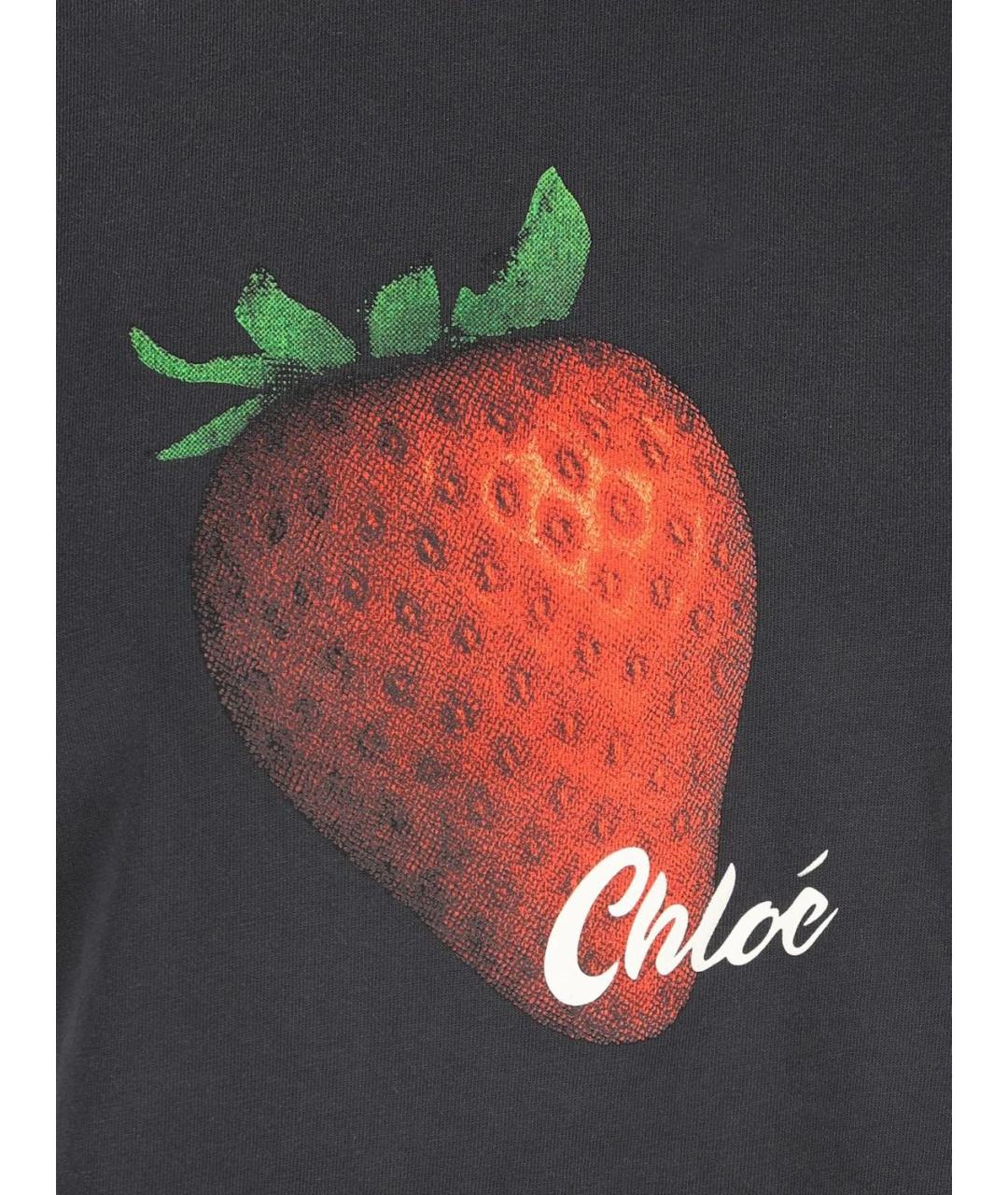 CHLOE Черная хлопковая футболка, фото 3