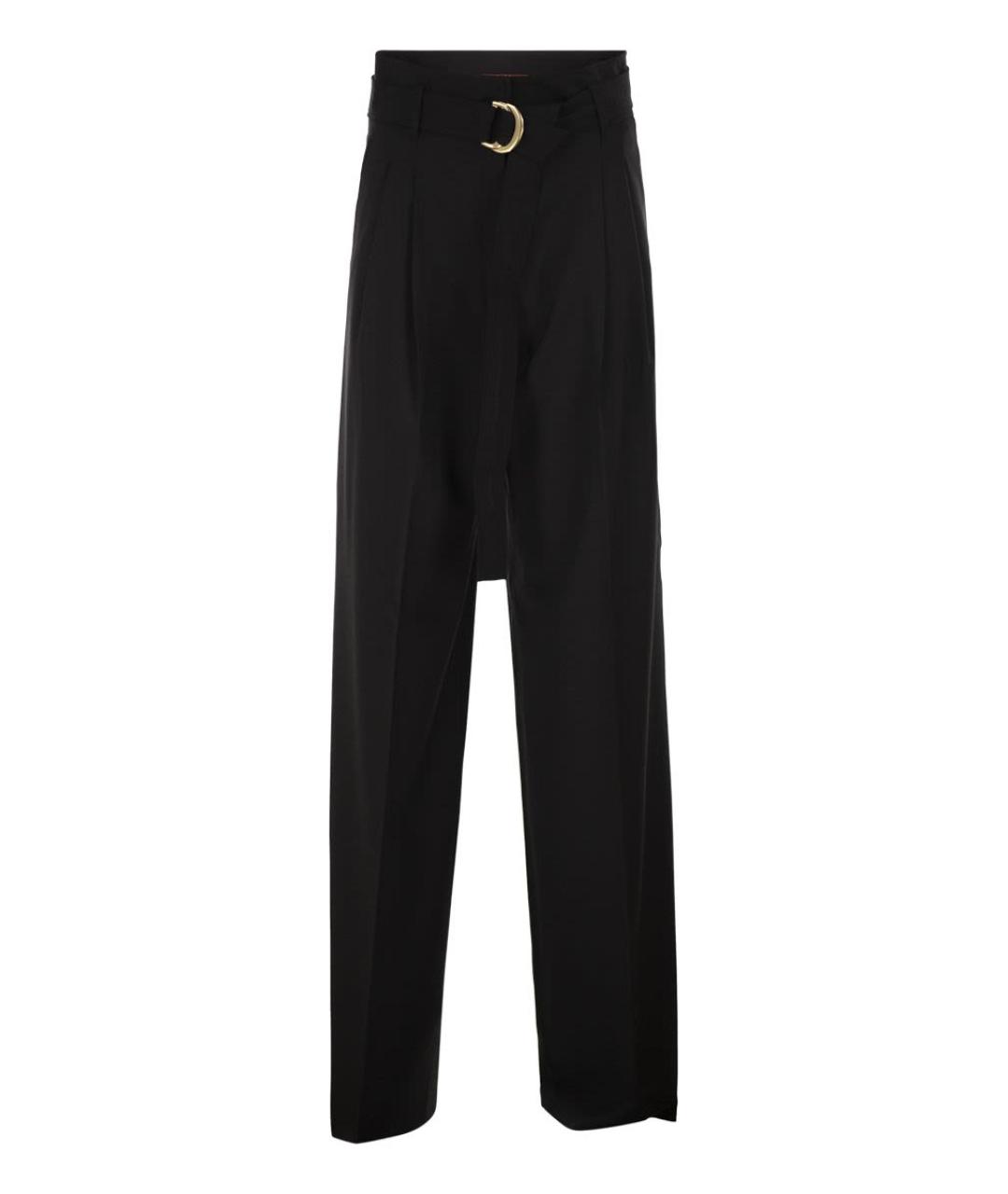 MAX MARA Черные шерстяные прямые брюки, фото 1