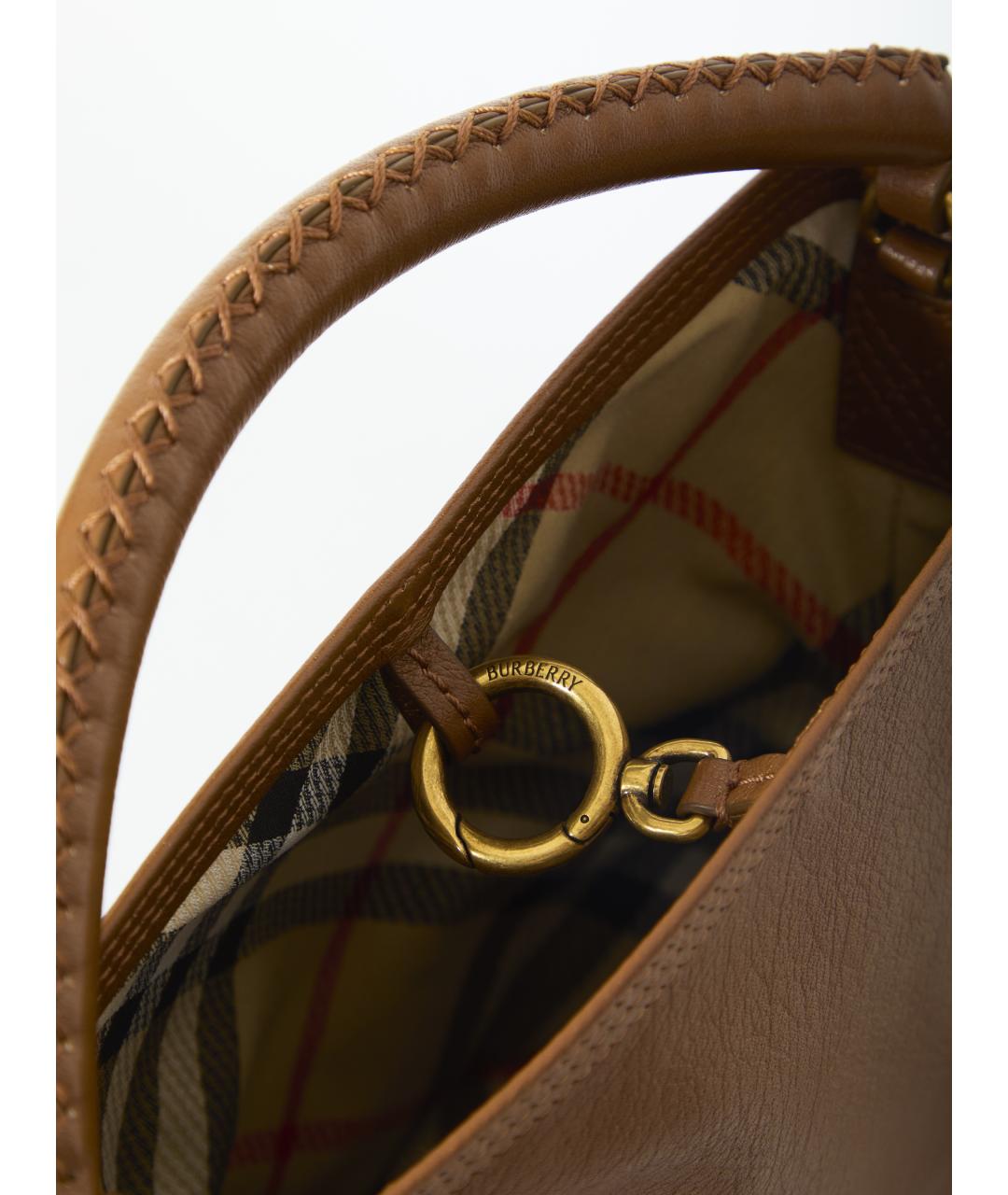 BURBERRY Коричневая кожаная сумка с короткими ручками, фото 4