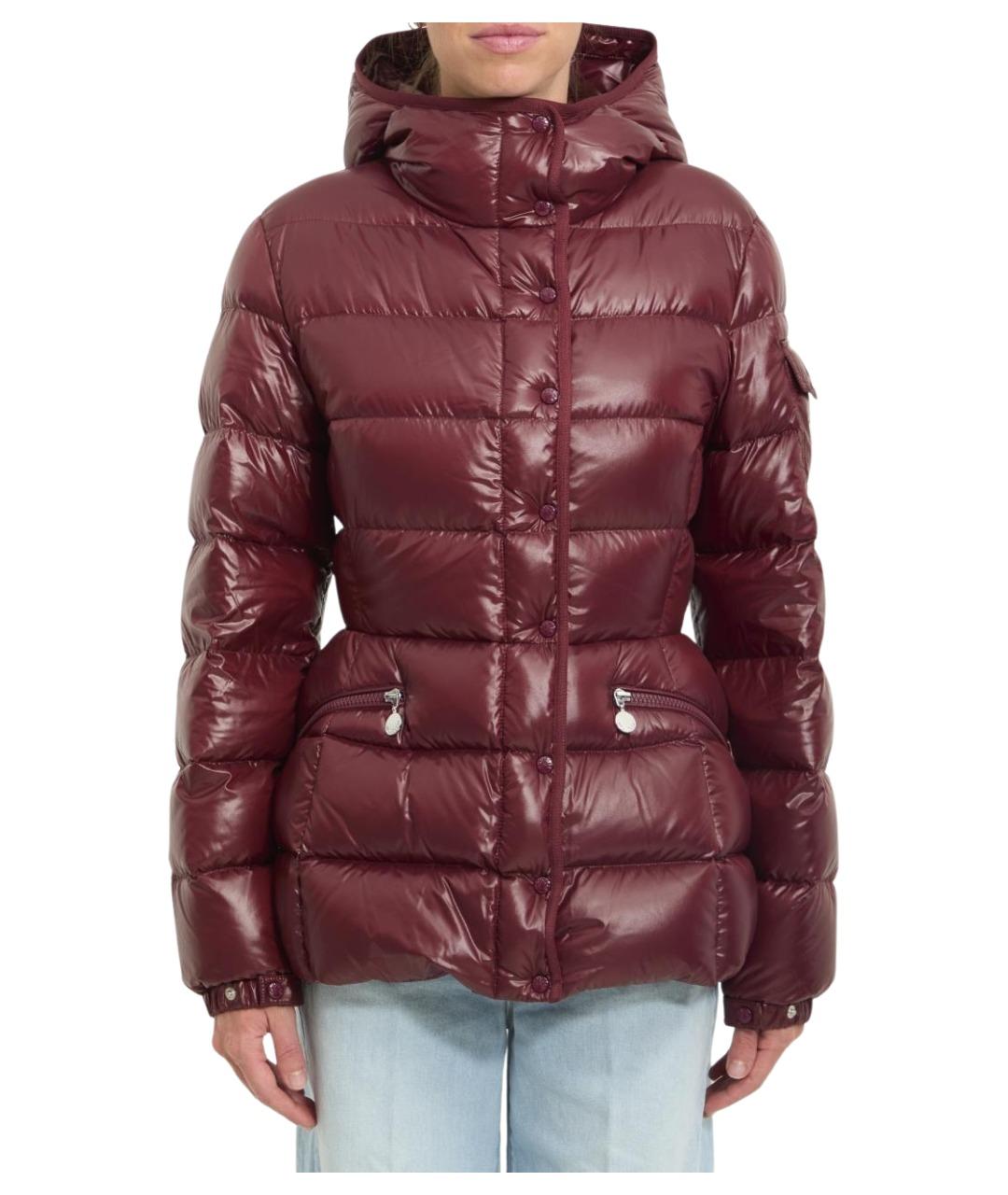 MONCLER Бордовый полиамидовый пуховик, фото 1