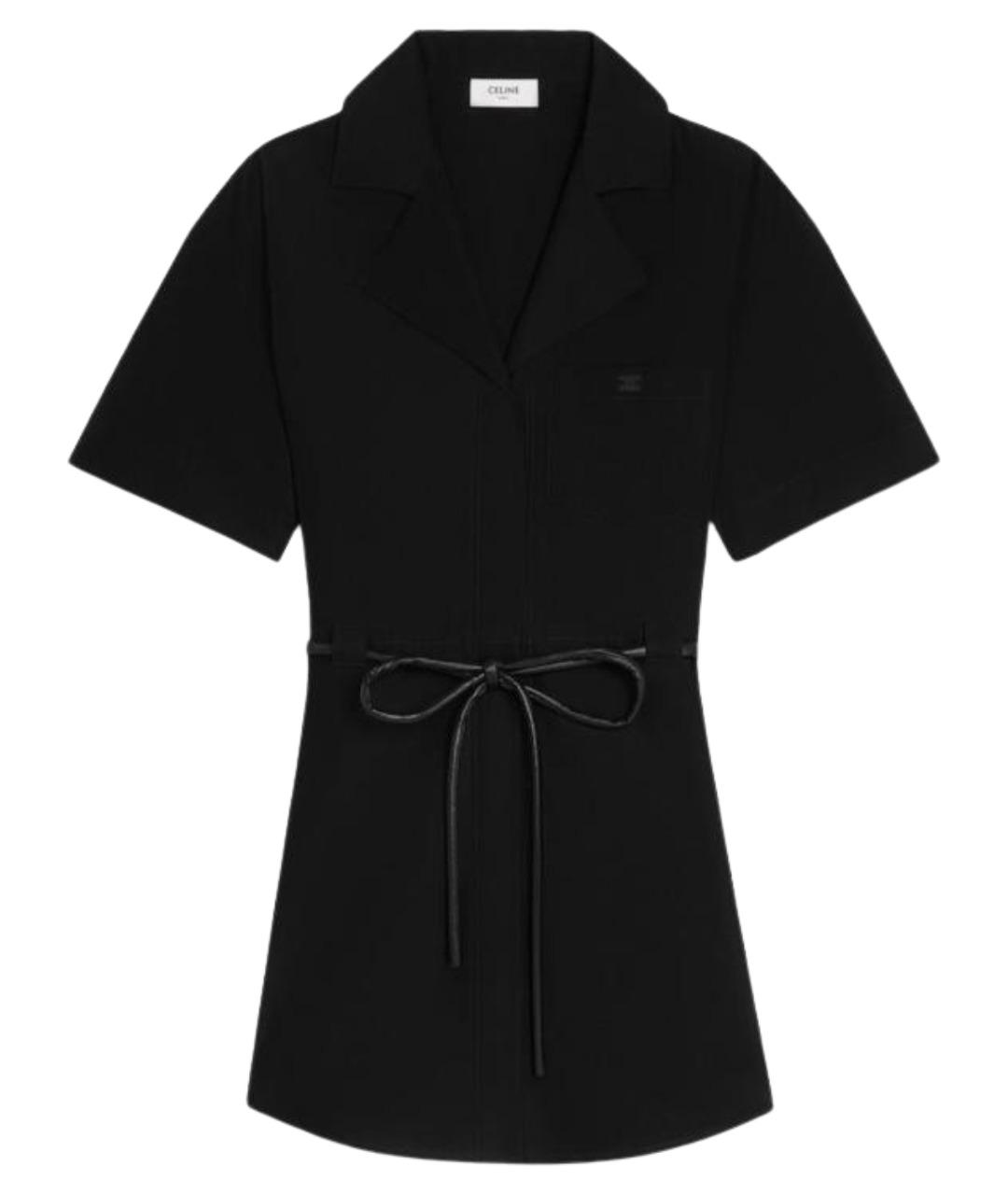 CELINE Черное хлопковое повседневное платье, фото 1