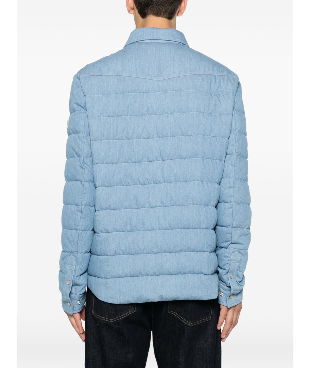 MONCLER Голубой полиамидовый пуховик, фото 4