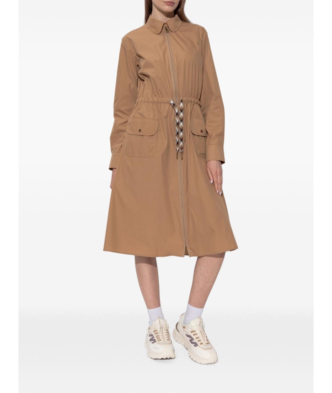 MONCLER Бежевое хлопковое повседневное платье, фото 5