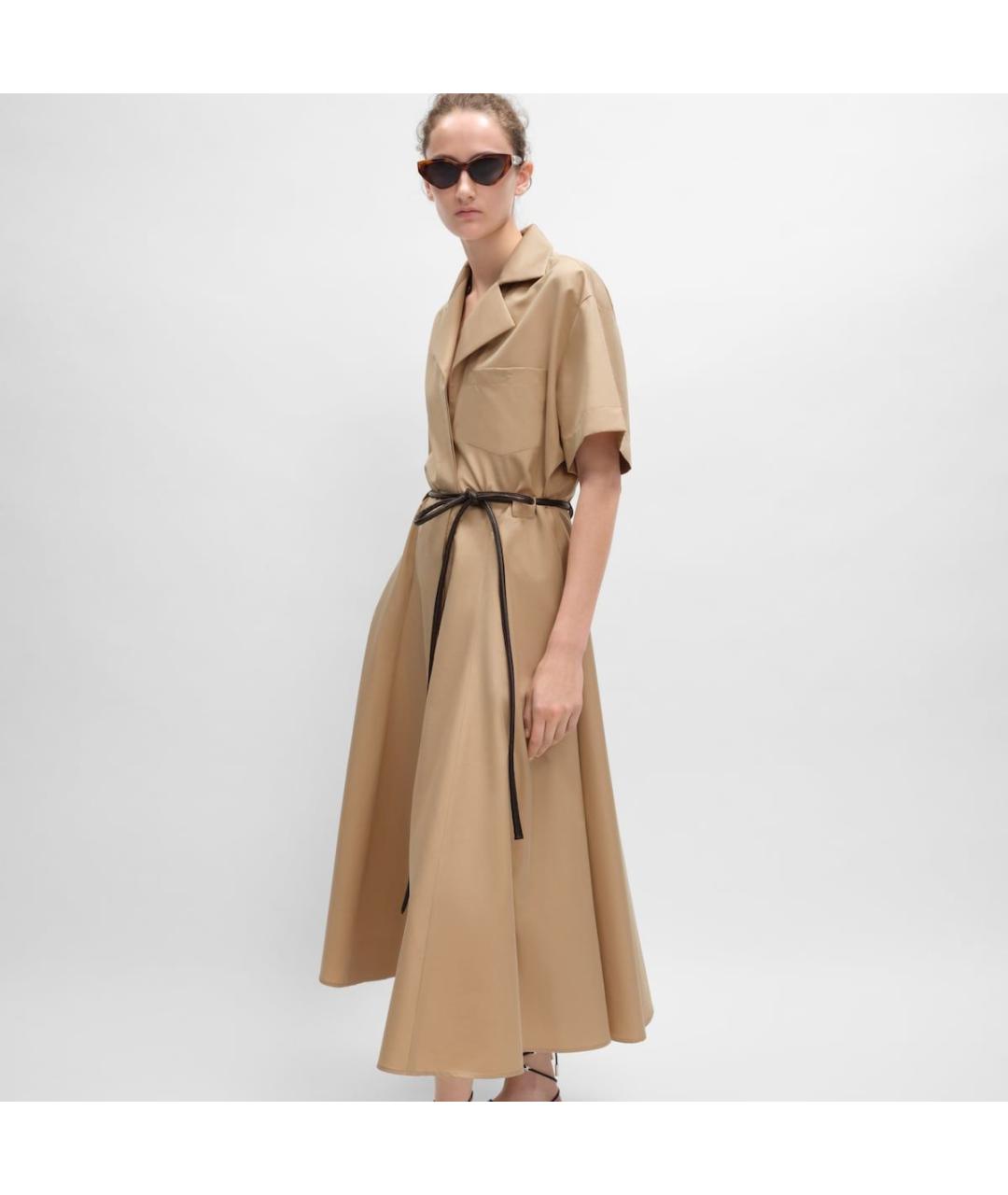 CELINE Бежевое хлопковое повседневное платье, фото 2