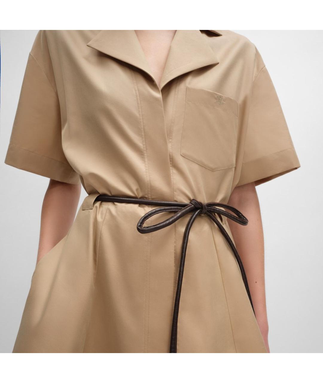 CELINE Бежевое хлопковое повседневное платье, фото 4