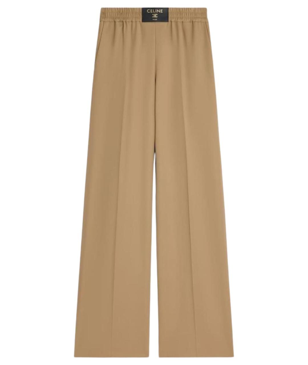 CELINE Бежевые шерстяные прямые брюки, фото 1