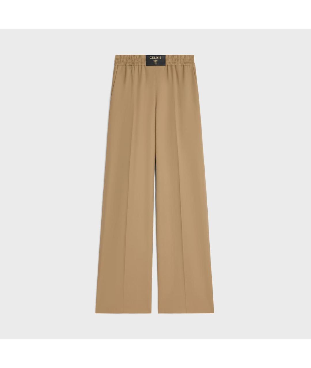 CELINE Бежевые шерстяные прямые брюки, фото 4
