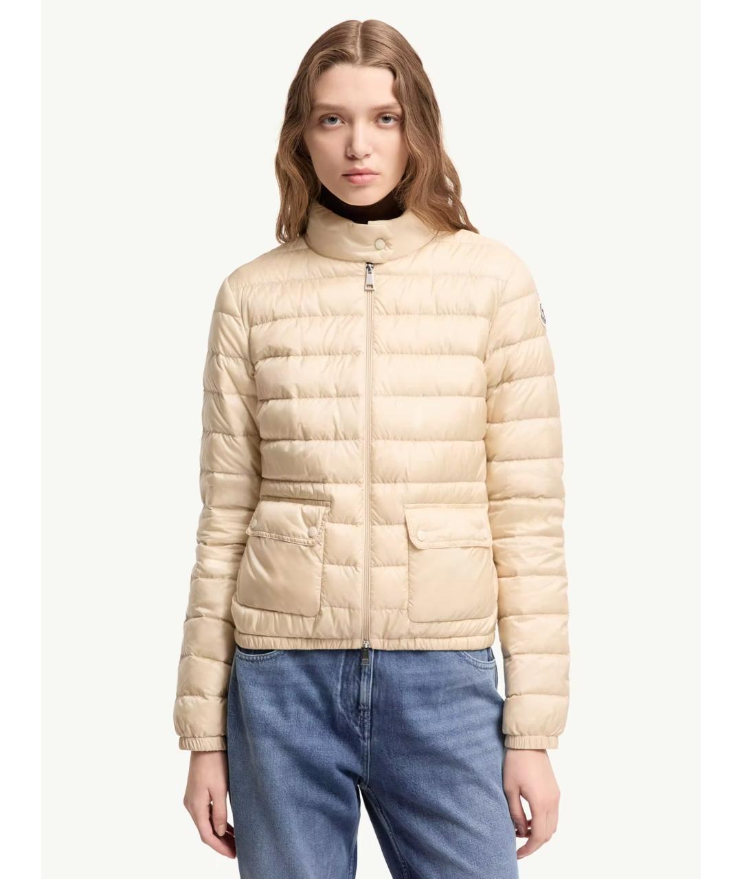 MONCLER Бежевая полиамидовая куртка, фото 3
