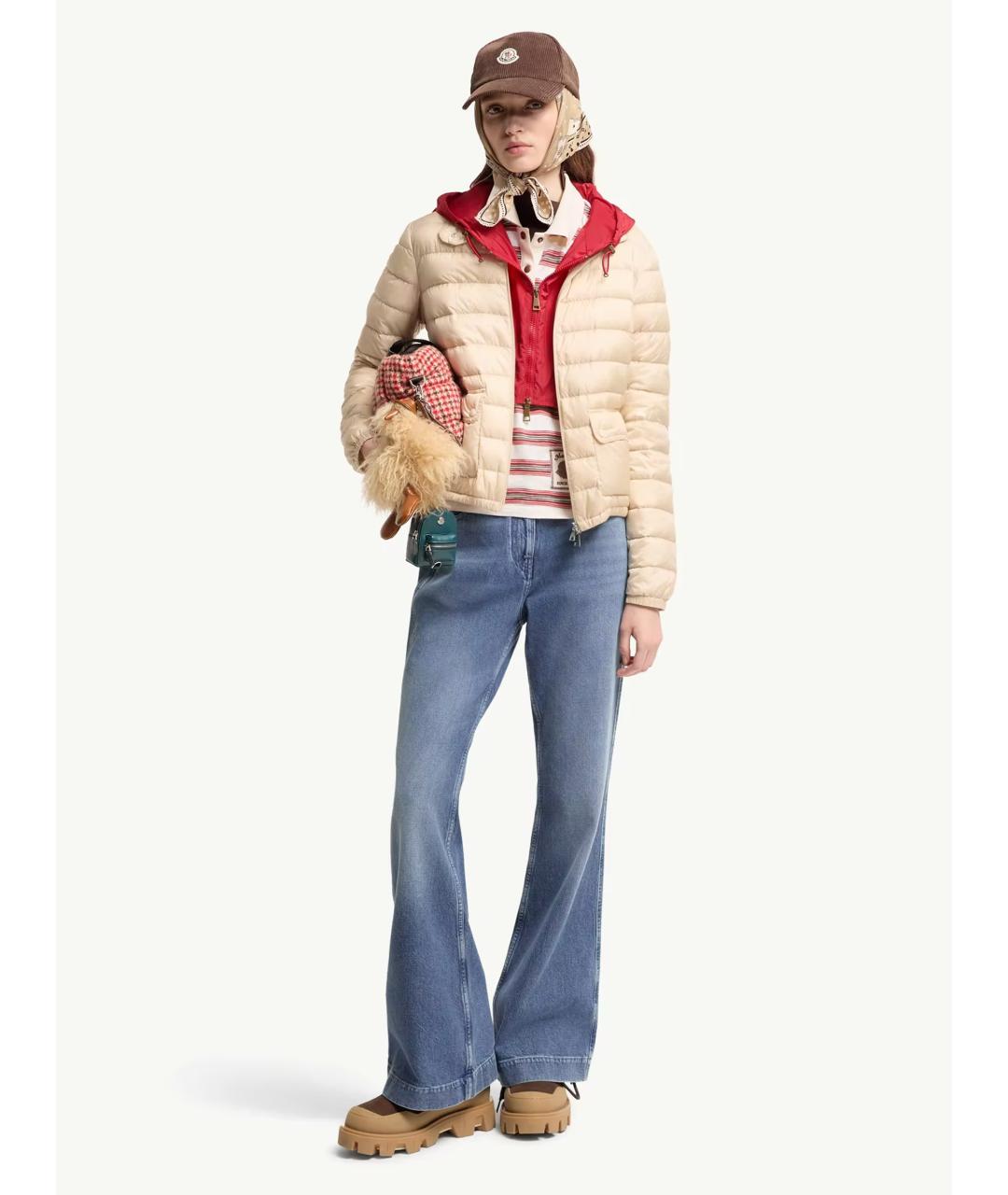 MONCLER Бежевая полиамидовая куртка, фото 2