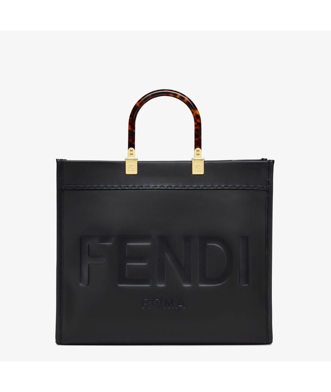 FENDI Черная кожаная сумка тоут, фото 6