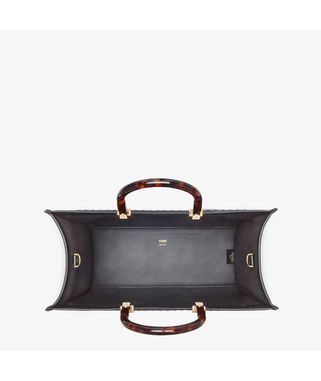 FENDI Черная кожаная сумка тоут, фото 4