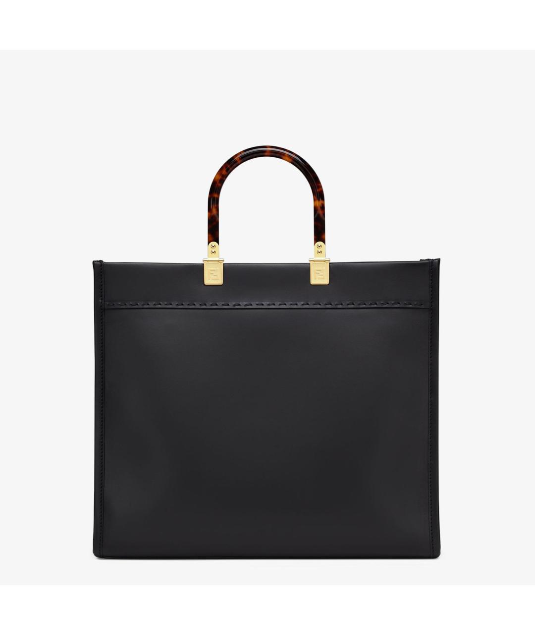 FENDI Черная кожаная сумка тоут, фото 3