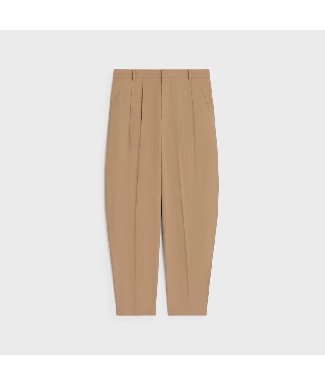 CELINE Бежевые хлопковые повседневные брюки, фото 4