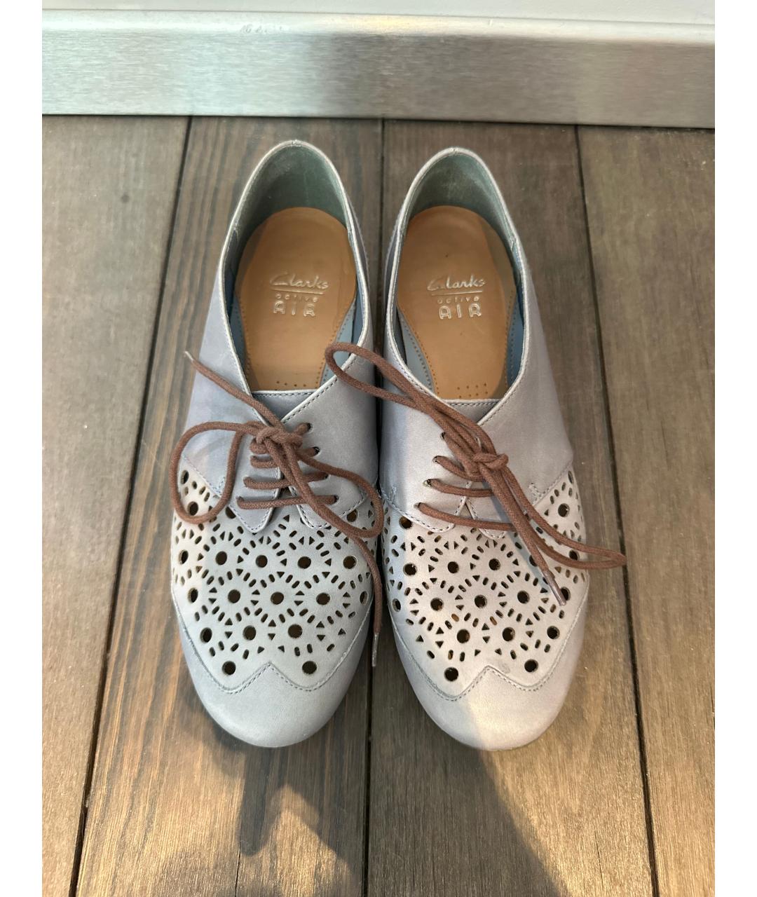 CLARKS Голубые кожаные брогги и оксфорды, фото 2