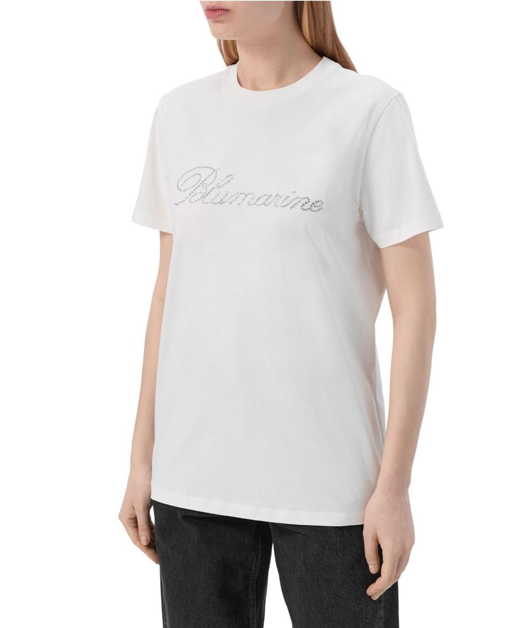 BLUMARINE Белая хлопковая футболка, фото 6