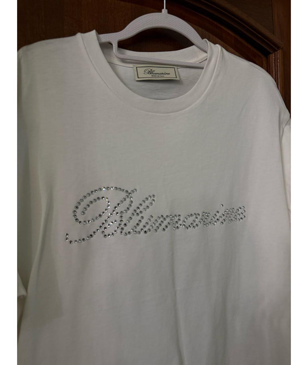 BLUMARINE Белая хлопковая футболка, фото 4