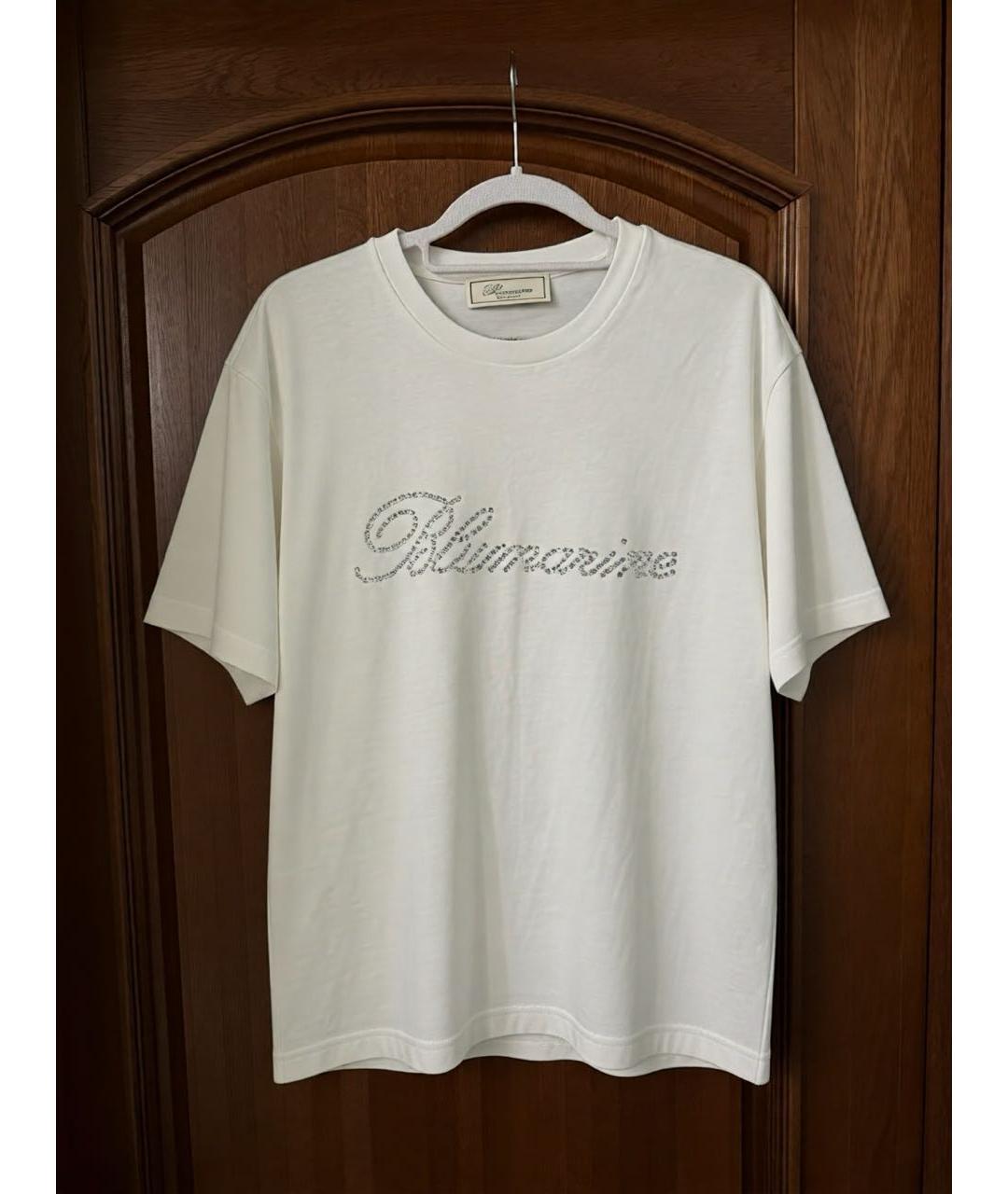 BLUMARINE Белая хлопковая футболка, фото 7
