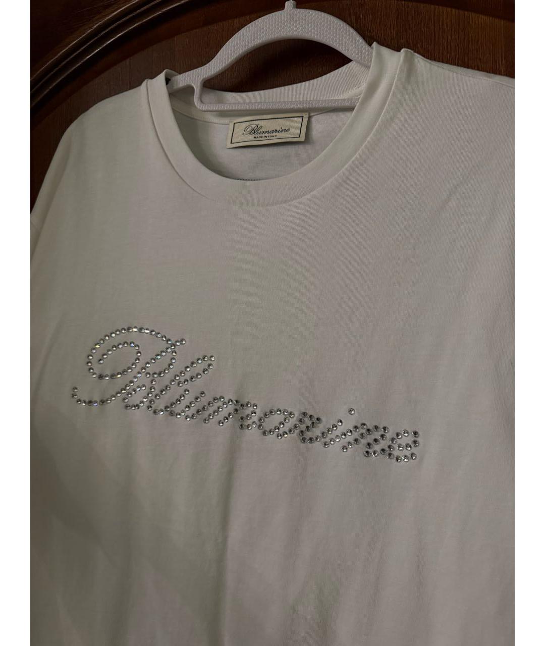 BLUMARINE Белая хлопковая футболка, фото 2