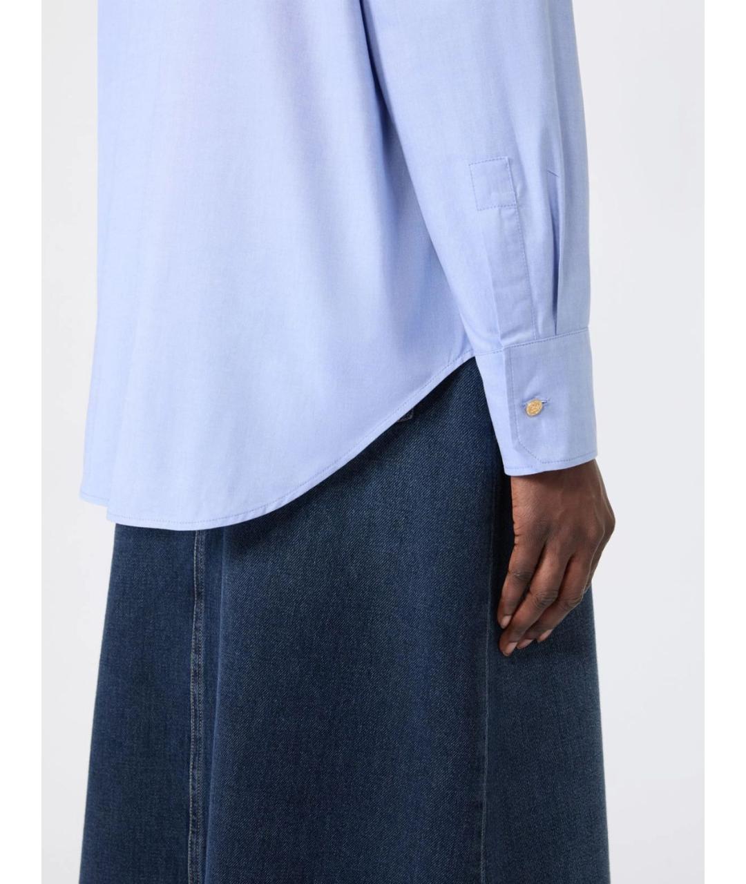 'S MAX MARA Голубая хлопковая рубашка, фото 4