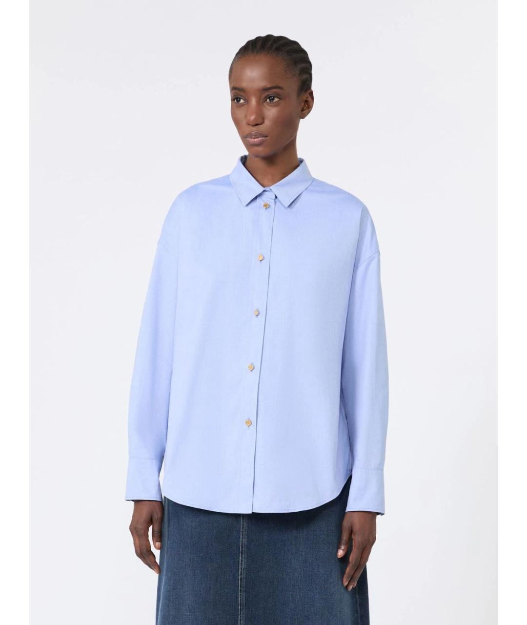 'S MAX MARA Голубая хлопковая рубашка, фото 2