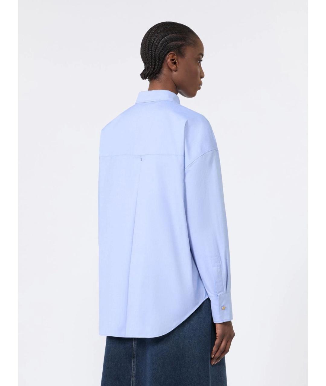 'S MAX MARA Голубая хлопковая рубашка, фото 3