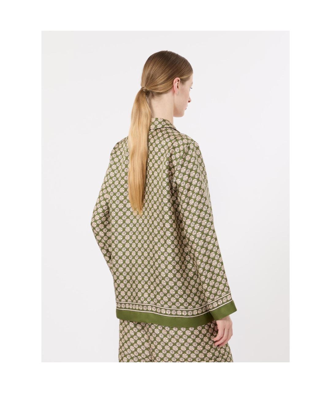 'S MAX MARA Хаки шелковая рубашка, фото 2