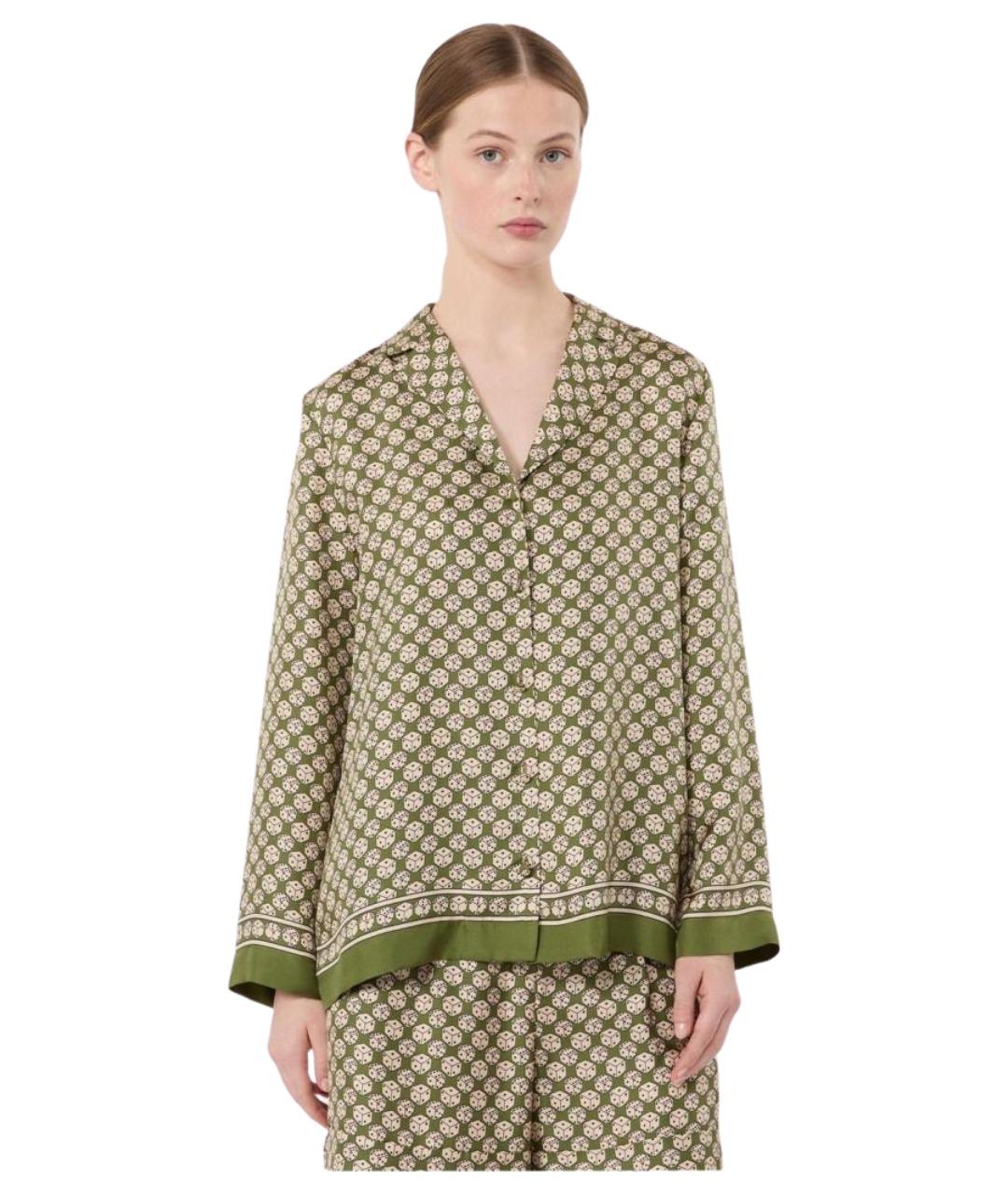 'S MAX MARA Хаки шелковая рубашка, фото 1