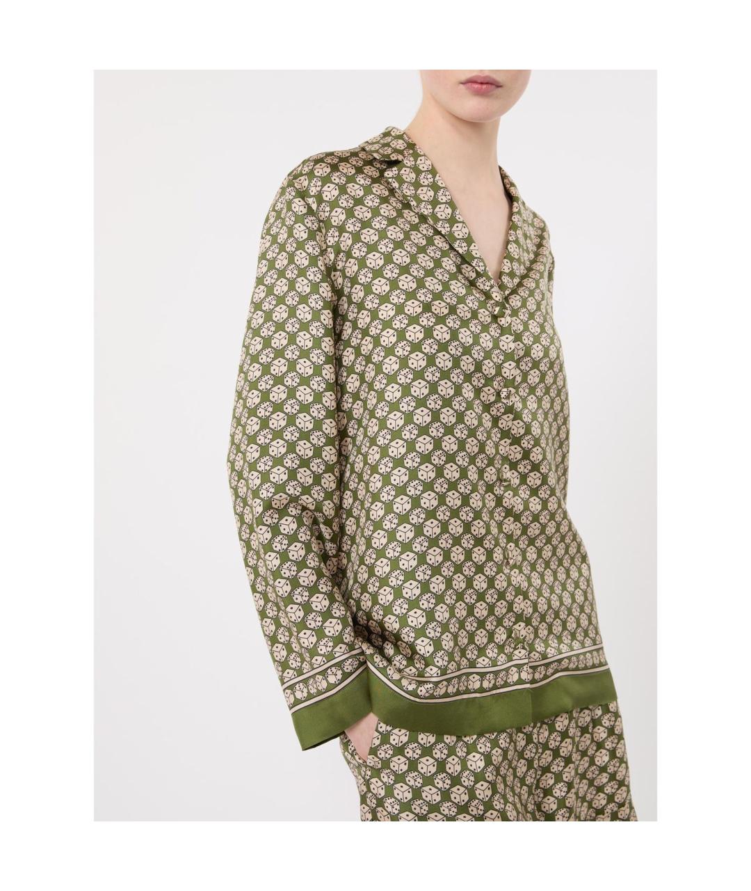 'S MAX MARA Хаки шелковая рубашка, фото 3