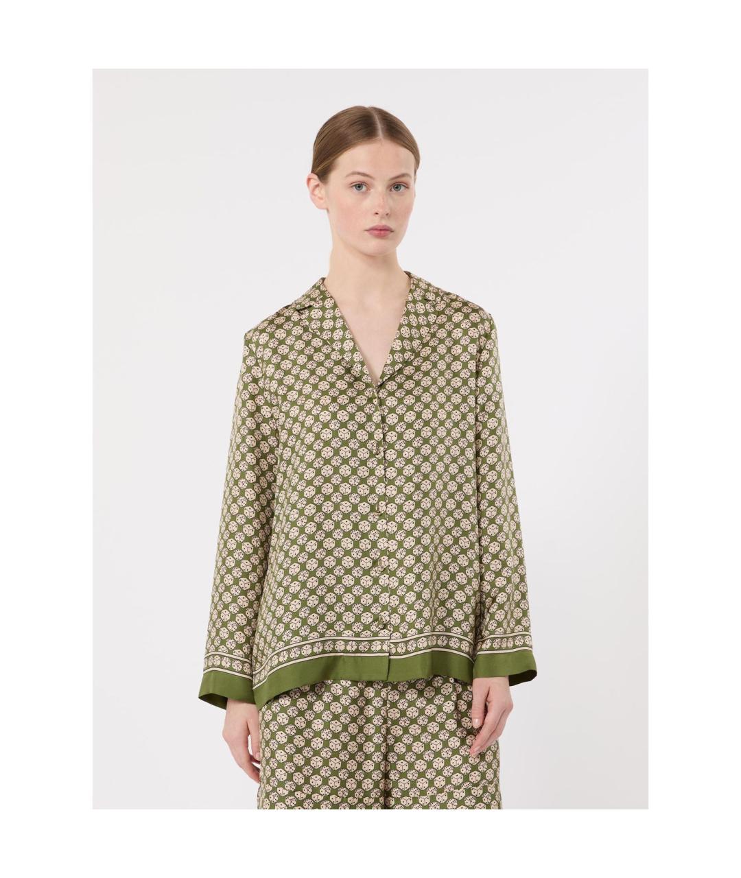 'S MAX MARA Хаки шелковая рубашка, фото 4
