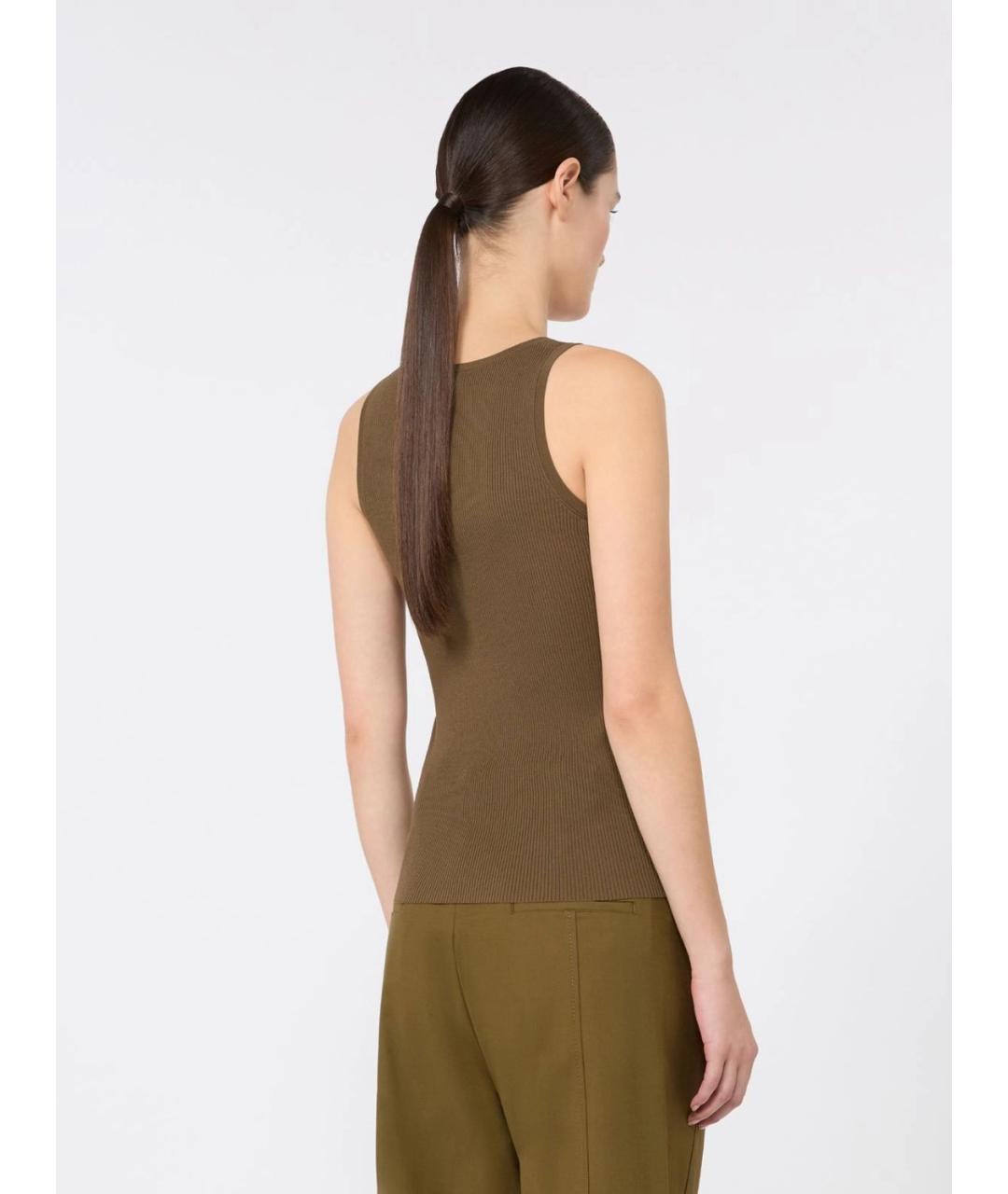MAX MARA Хаки полиэстеровая майка, фото 4