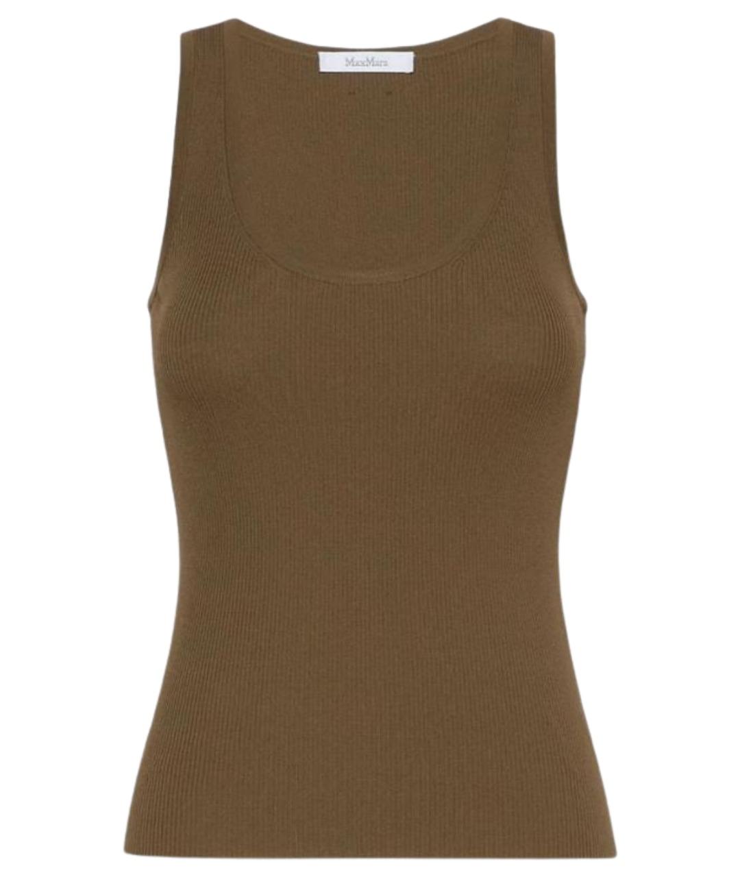 MAX MARA Хаки полиэстеровая майка, фото 1