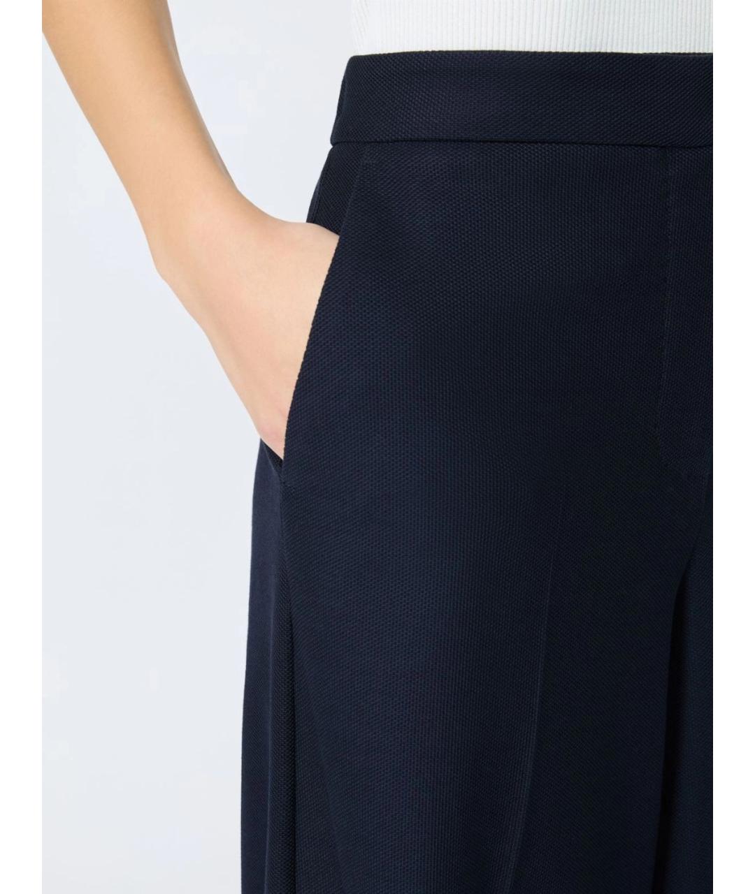 MAX MARA Темно-синие хлопковые прямые брюки, фото 5