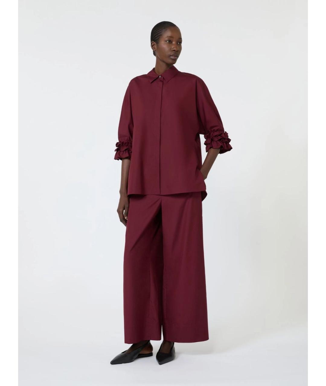 'S MAX MARA Бордовые хлопковые прямые брюки, фото 2