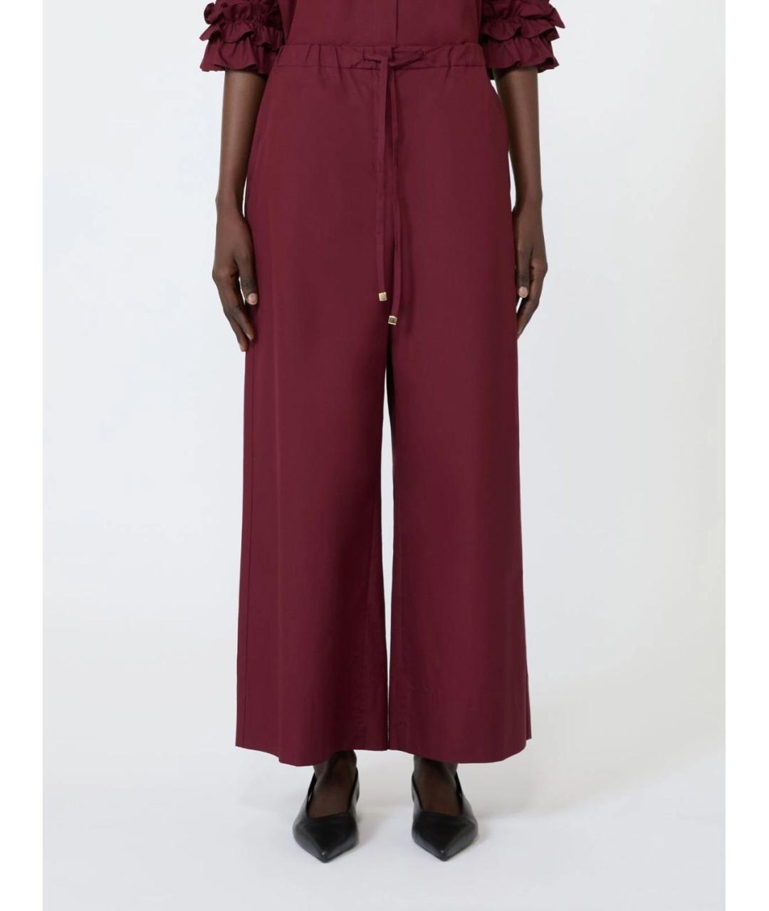 'S MAX MARA Бордовые хлопковые прямые брюки, фото 3