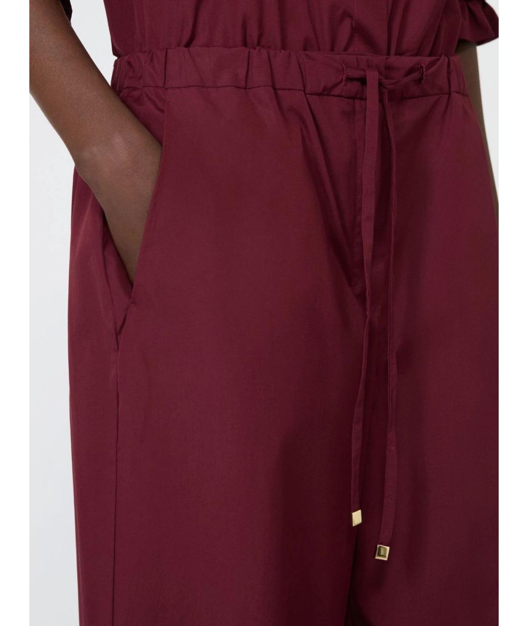'S MAX MARA Бордовые хлопковые прямые брюки, фото 4