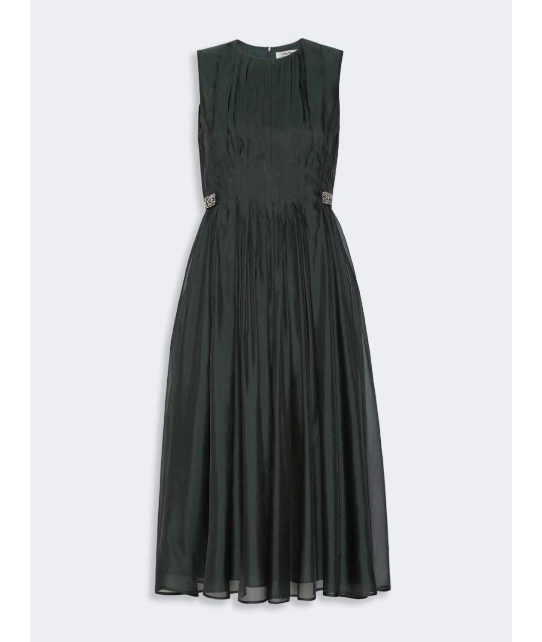 'S MAX MARA Зеленое шелковое повседневное платье, фото 6