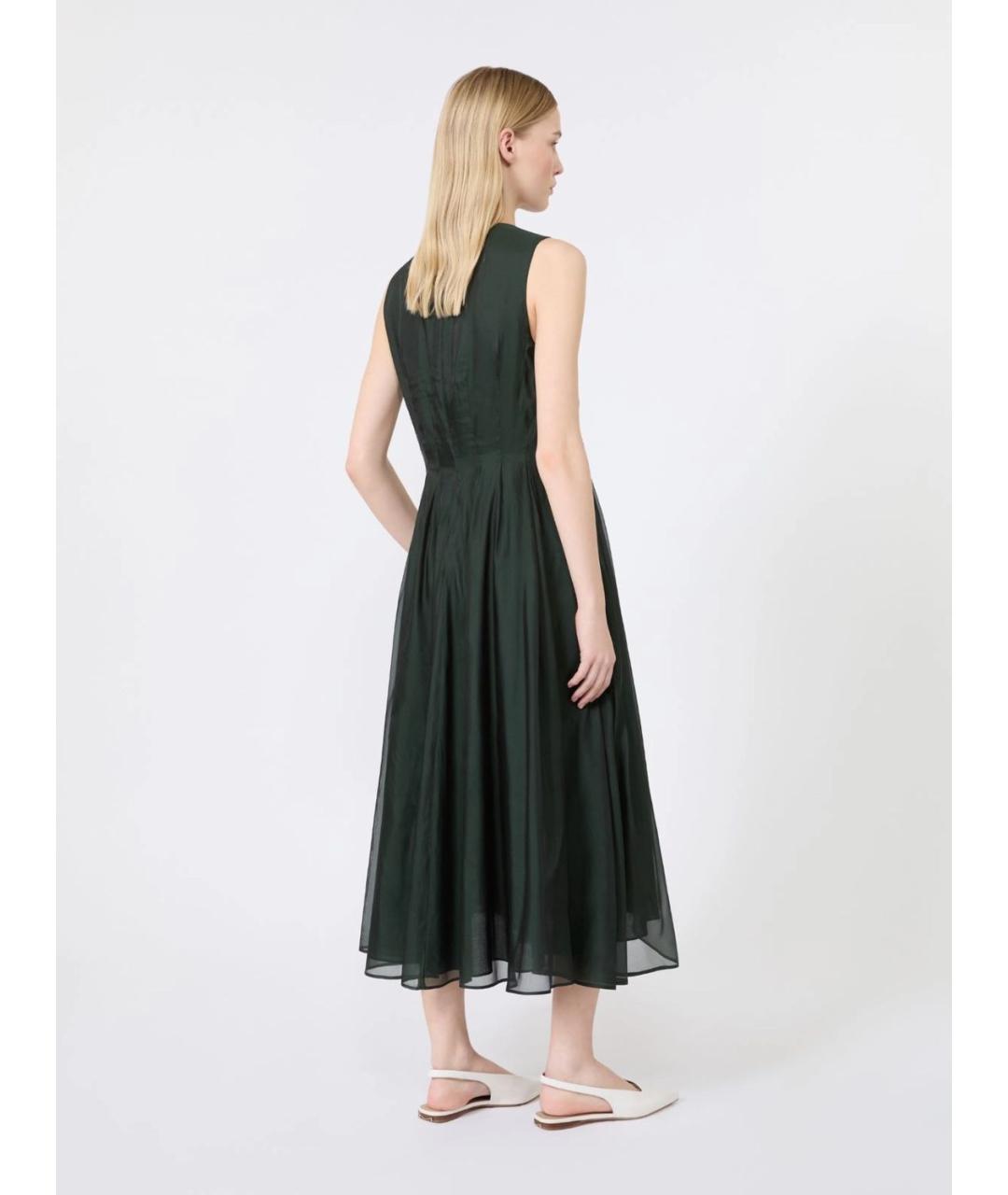 'S MAX MARA Зеленое шелковое повседневное платье, фото 4
