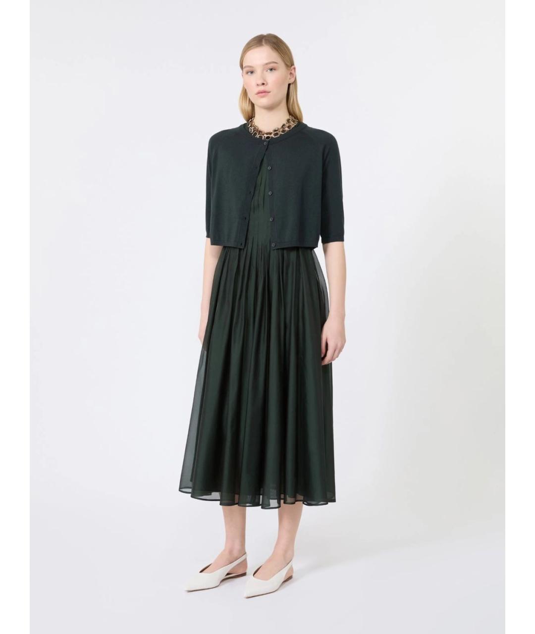 'S MAX MARA Зеленое шелковое повседневное платье, фото 2