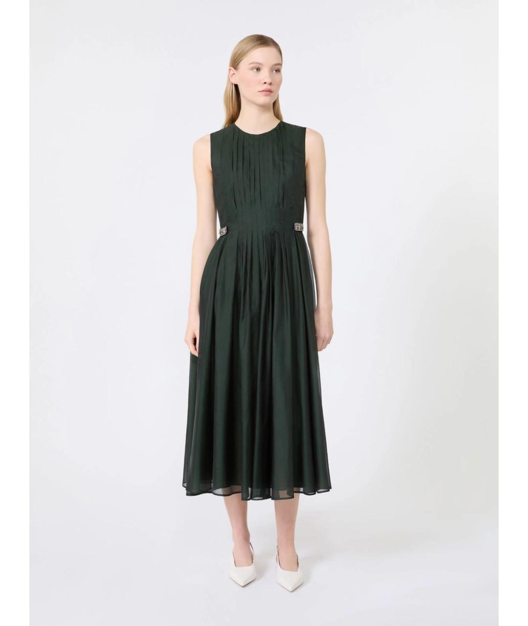 'S MAX MARA Зеленое шелковое повседневное платье, фото 3