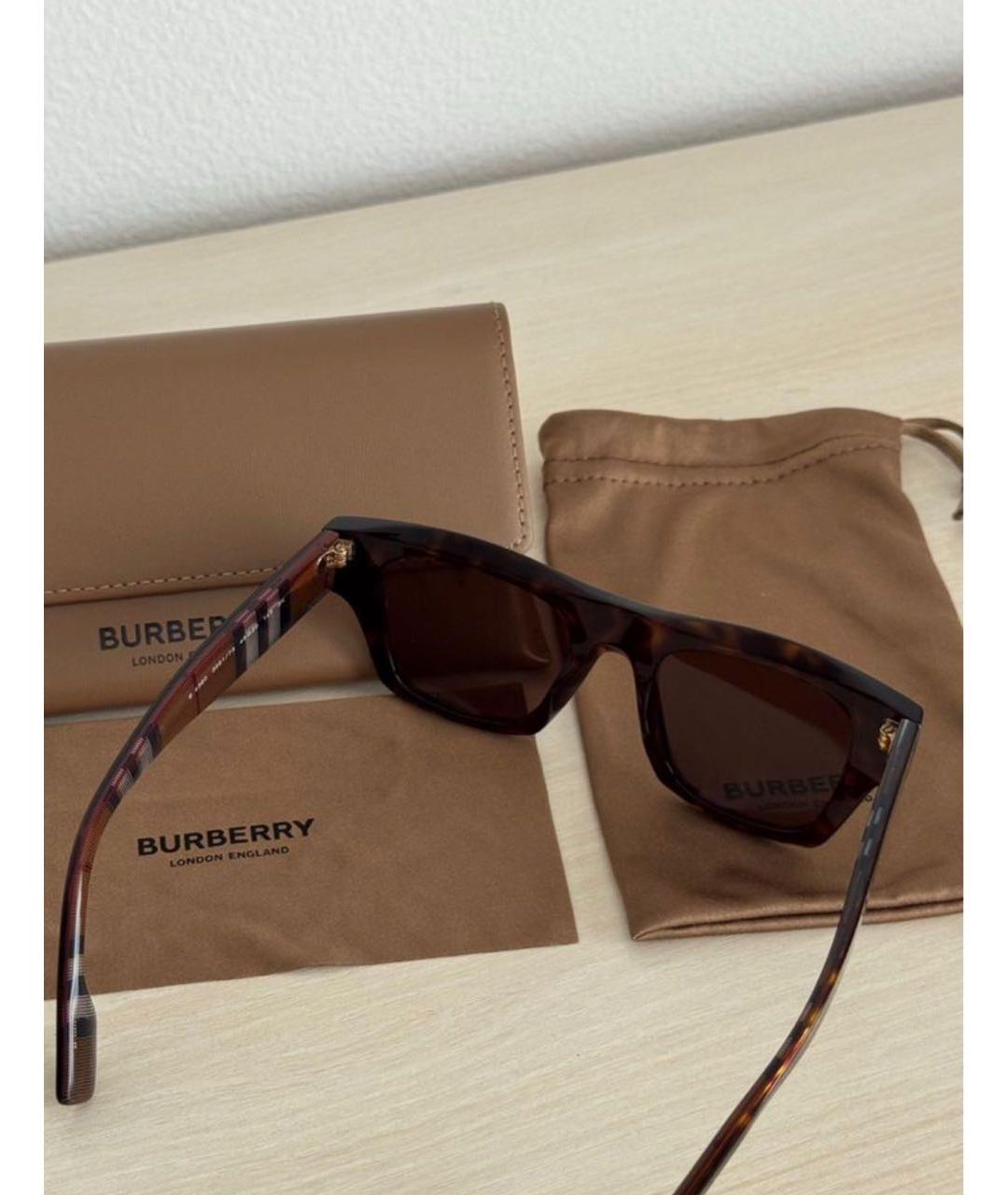 BURBERRY Коричневые пластиковые солнцезащитные очки, фото 3